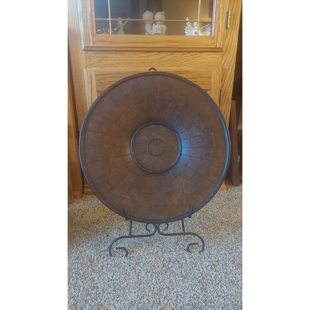 Vintage 2005 World Market Large 16" Segmented Platter with Metal Stand